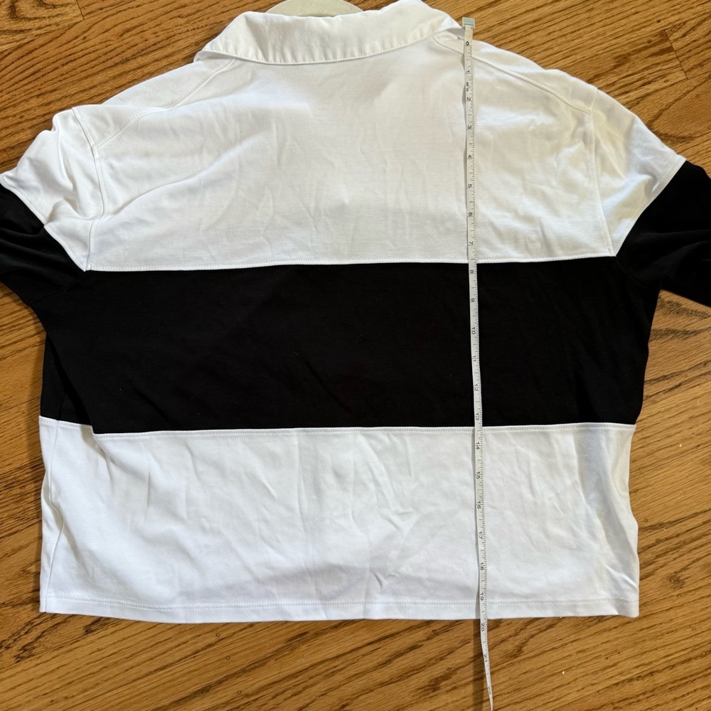 THEORY Crop Rugby Shirt – White/Black – Size M ✨ - Picture 9 of 10